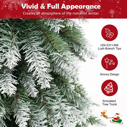 Goflame 3' 4' 5' Pre-Lit Artificial Christmas Tree Set, Slim Pencil Xmas Trees with Snowy Leaves