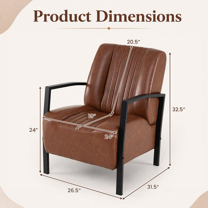 Goflame PU Leather Upholstered Armchair with Padded Seat & Back (1/2)