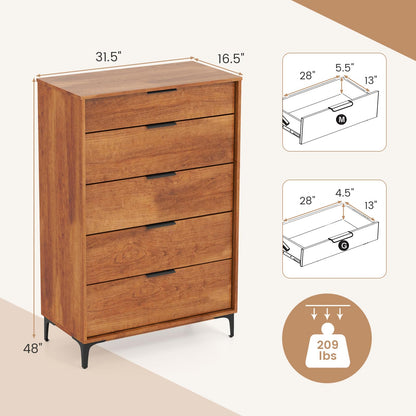 Goflame Wooden Storage Cabinet with Anti-Tip Kit & Sturdy Metal Legs