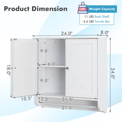 Bathroom Cabinet Wall Mounted - Over The Toilet Medicine Cabinet with Double Doors - Goflame