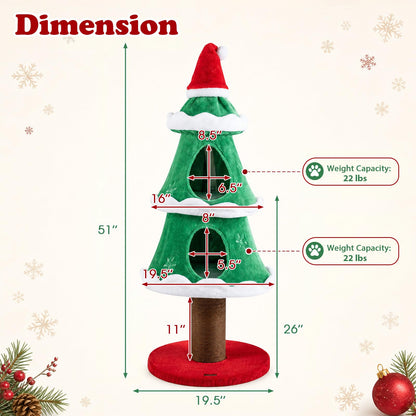 51"/130 CM Christmas Cat Tree for Indoor Cats