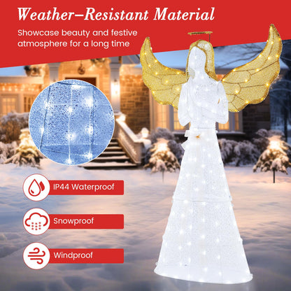 Goflame 5 FT Christmas Pre-Lit Angel, Yard Lighted-up Festive Angel w/Halo