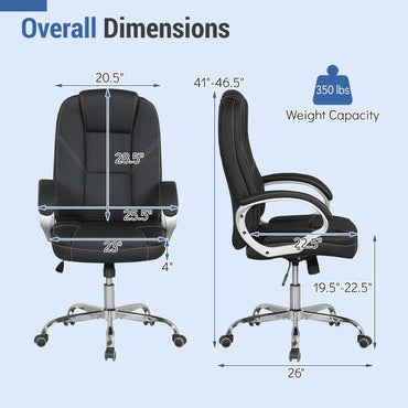 Goflame Leather Office Chair with Padded Armrests & Rocking Backrest