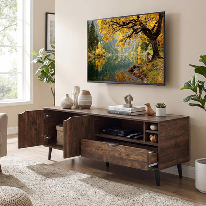 Goflame TV Stand for TVs up to 65 Inches Rustic Entertainment Center