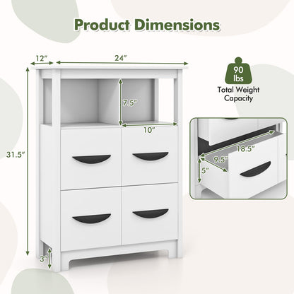 Goflame Storage Cabinet with Large Drawers, Open Storage Compartments, Anti-Tipping Kit, White