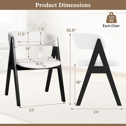 Goflame Wooden Dining Chairs Set of 2/4 Modern Sherpa Upholstered Kitchen Chair