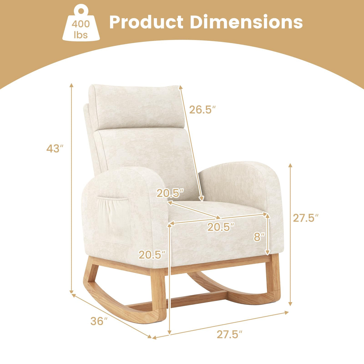 Goflame Rocking Chair Nursery for Living Room