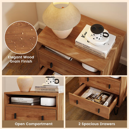 Goflame Night Stand with 2 Drawers for Bedroom Home Office