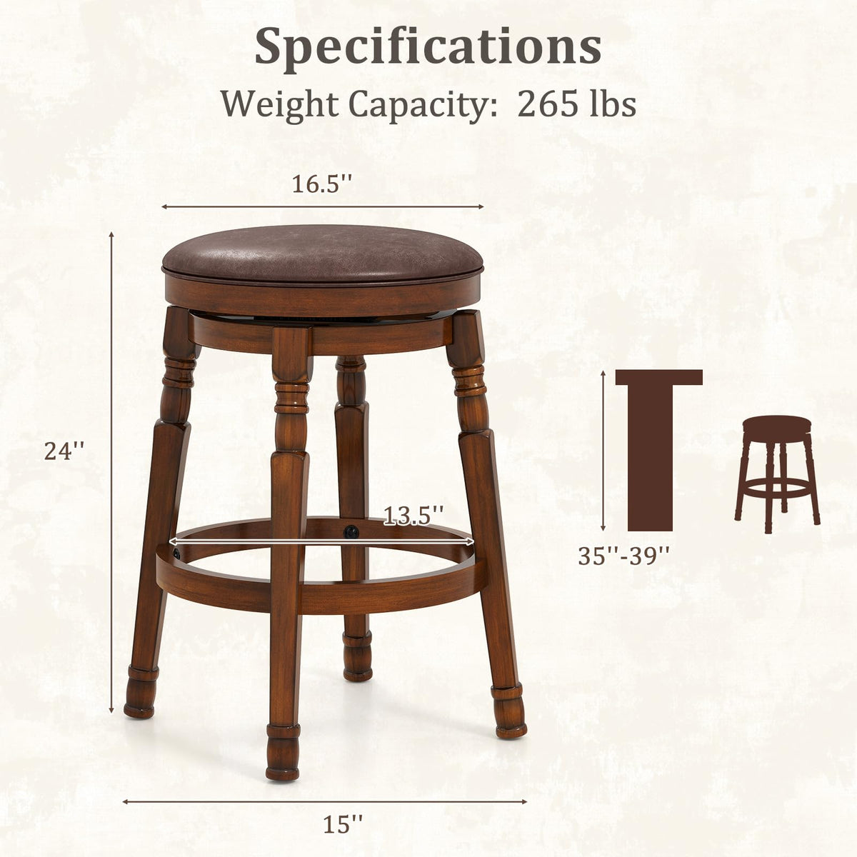 Goflame Swivel Bar Stools Set with Faux Leather Padded Seat
