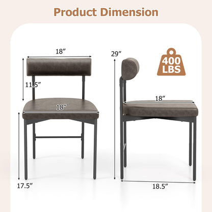 Goflame Dining Chairs, Faux Leather Upholstered Kitchen Side Chair with Padded Backrest and Cushion, Metal Legs