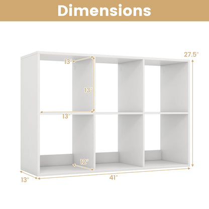 Goflame 6-Cube Bookcase, White Cubby Bookshelf w/Back Guardrail & Anti-Tipping Kits