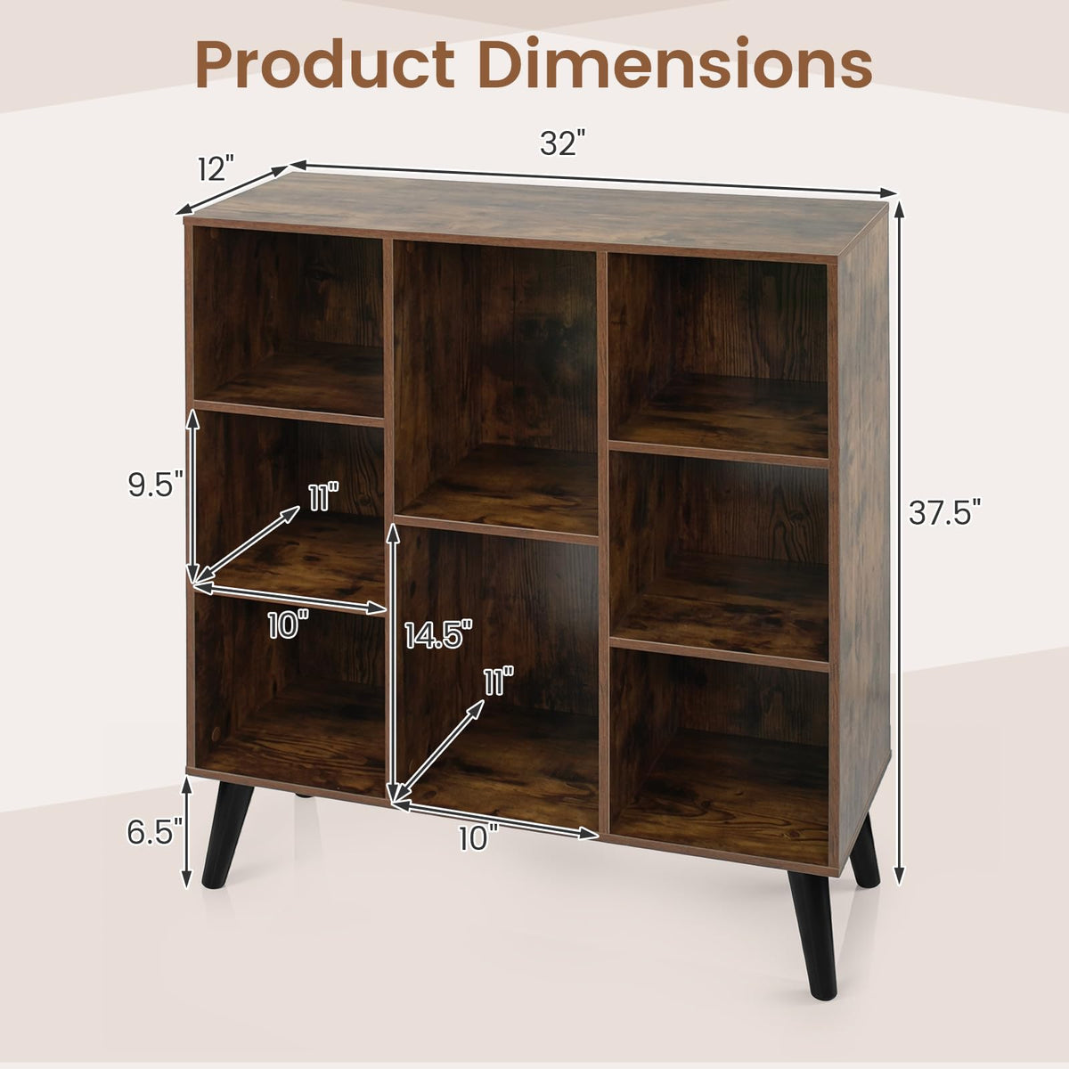 Goflame 8 Cube Bookshelf for Living Room & Home Office