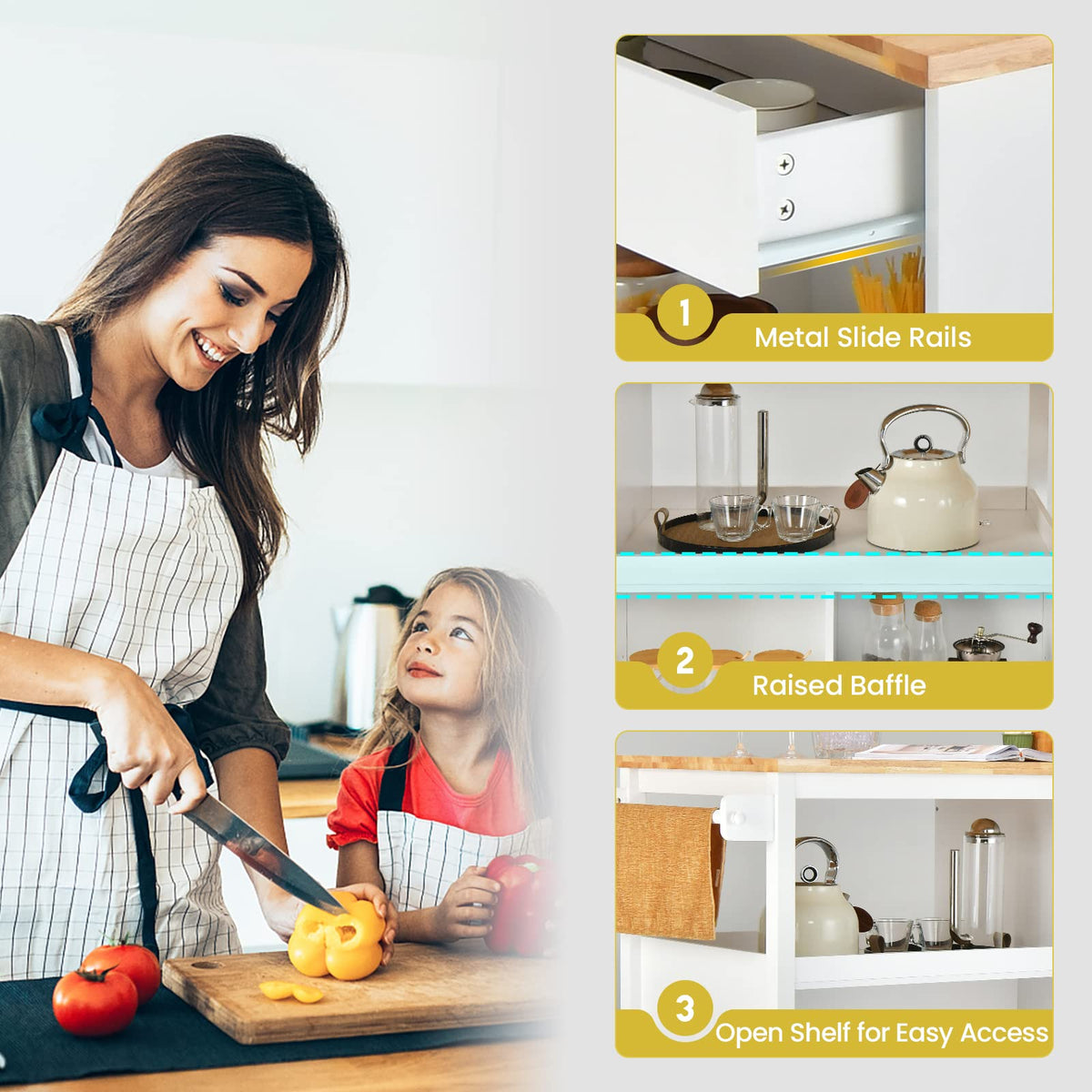 Mobile Kitchen Island Cart - Goflame