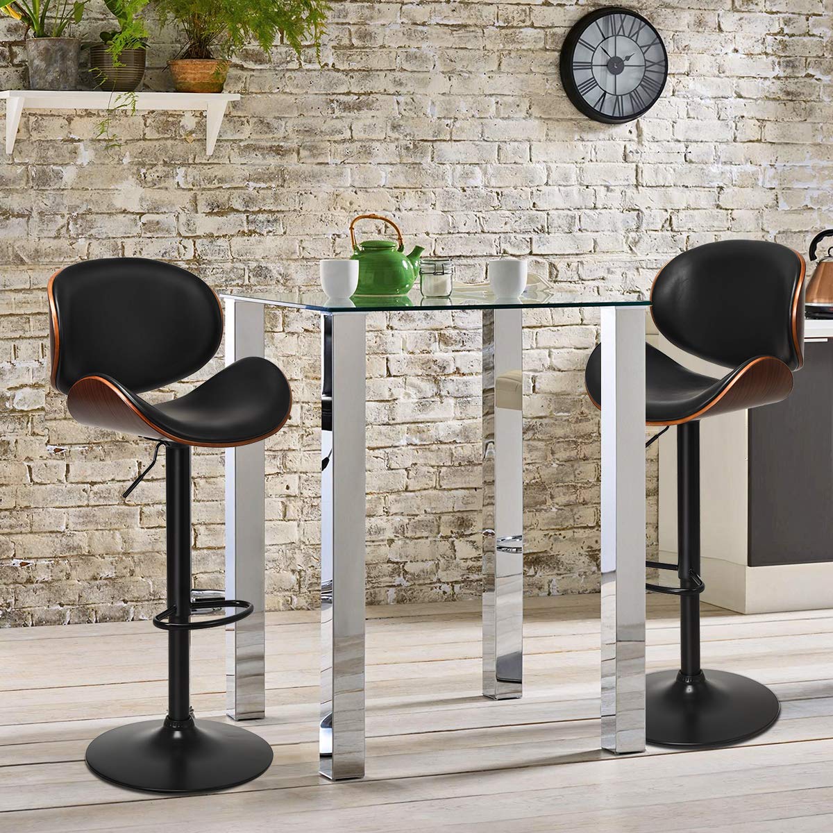 Goflame Bar Stools Set of 2, Adjustable Swivel Barstools with Back