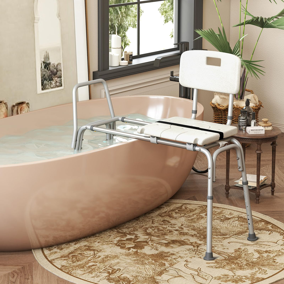 GOFLAME Sliding Tub Transfer Bench for Elderly and Disabled
