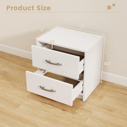 Goflame Nightstand with 2 Drawers, Modern Night Stand with Storage Drawers, Compact Floor Sofa Side Table for Small Spaces