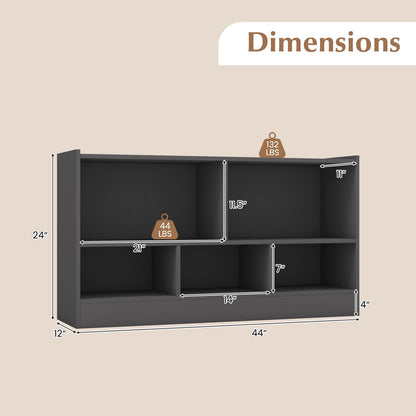 Goflame 5-Cube Bookcase, Freestanding 3-Tier Bookshelf with Spacious Top & Raised Base