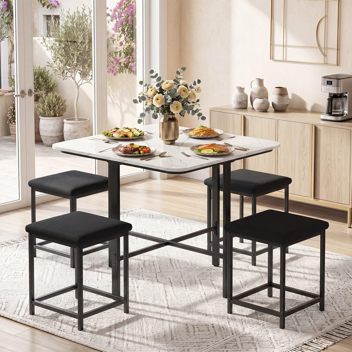 Goflame Space-Saving Kitchen Table and Chairs Set for 4
