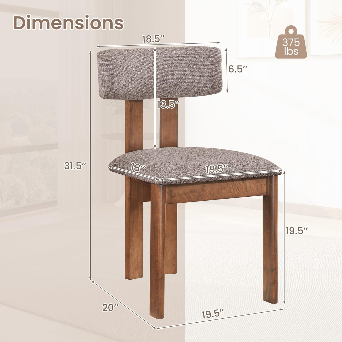 Goflame Upholstered Kitchen Chairs with Curved Backrest