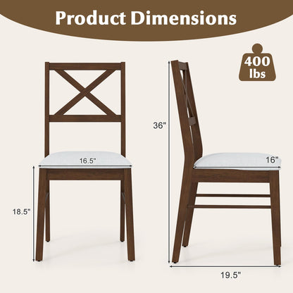 Goflame Wooden Dining Chairs Set of 2/4, Upholstered Kitchen Chairs w/Cross Back & Padded Seat