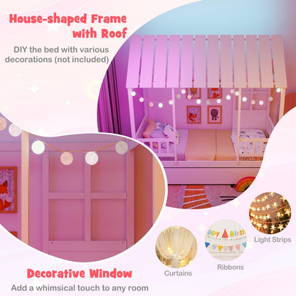Goflame Twin House Bed with Trundle Bed Twin