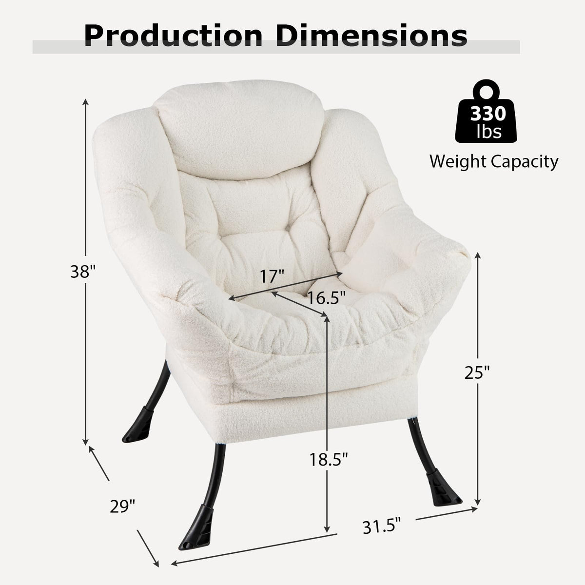 Goflame Set of 1/2 Lazy Chairs, Modern Sherpa Accent Chair w/Upholstered Single Sofa Chair w/Armrests & Side Pocket