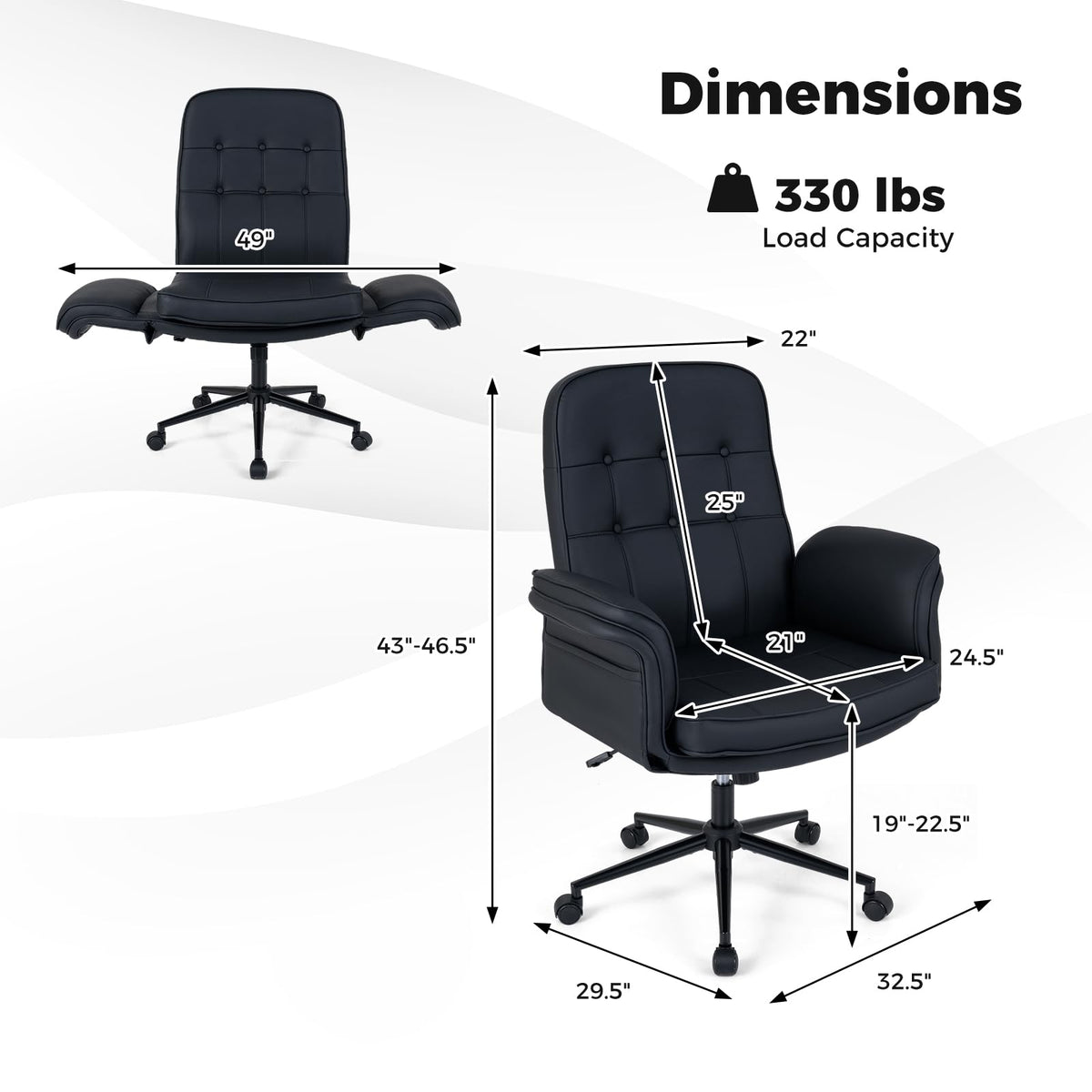 Goflame Criss Cross Chair with Armrests & Wheels