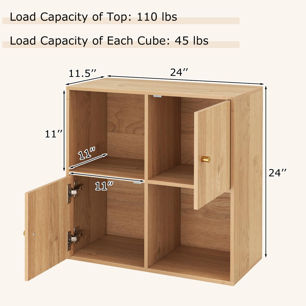 Goflame 4 Cube Bookcase | 2-Tier Freestanding Book Shelf with Open Compartments