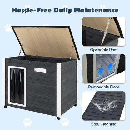 Goflame Wooden Dog House with Openable Asphalt Roof