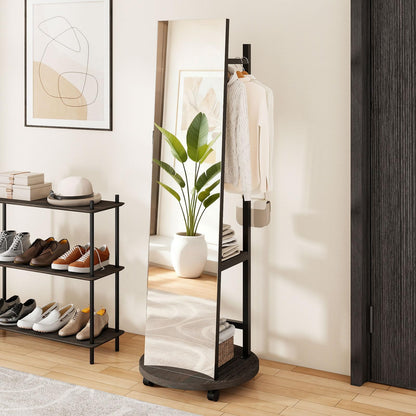 GOFLAME Full Length Mirror with Coat Rack & Storage Hanger
