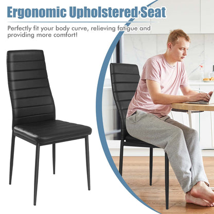 Goflame Set of 4 Dining Chairs, Upholstered Dining Side Chairs with Stain-Proof PVC Leather