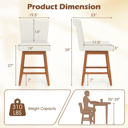 Goflame Modern Upholstered Bar Stools Set