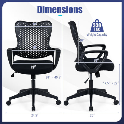 Gianetx Ergonomic Office Chair w/Breathable Butterfly Back & Integrated Armrests (1/2)