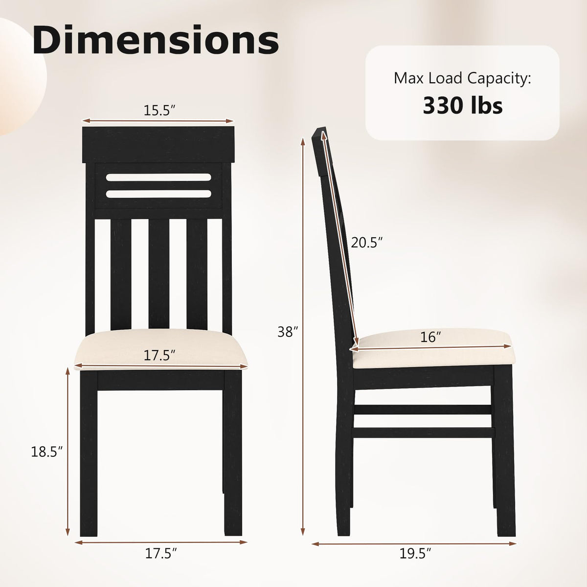 Goflame Wooden Dining Chairs Set of 2/4 for Kitchen Living Room