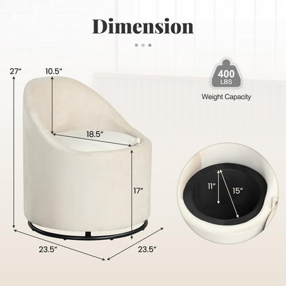 Goflame Swivel Accent Chair with Storage, 360° Upholstered Vanity Chair with Backrest