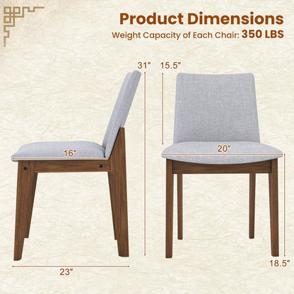 Goflame Upholstered Dining Chairs Set of 2/4, Linen Fabric Wooden Kitchen Chairs w/Rubber Wood Frame