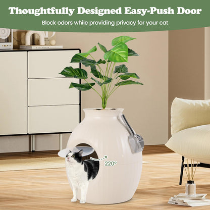 Goflame Cat Litter Box Plant - Hidden Litter Box Furniture with Lights