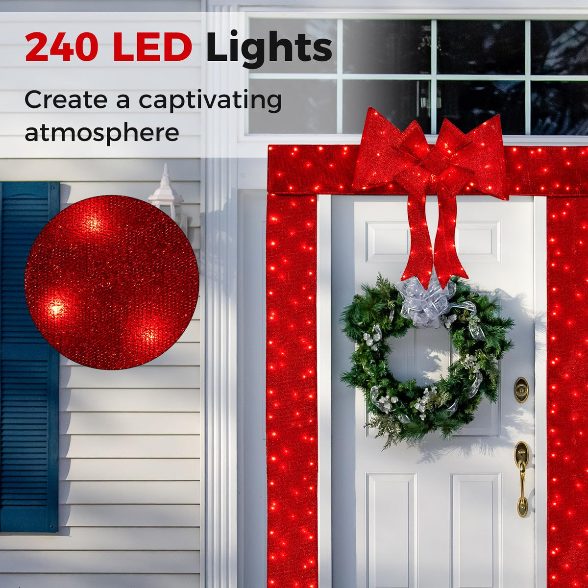 Goflame Lighted Christmas Doorway Arch, Light-up Xmas Decoration with 240 LED Lights