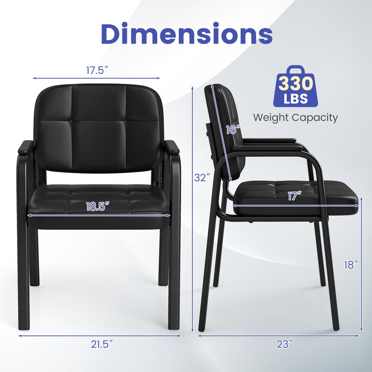 Goflame Leather Office Reception Chairs with Padded Armrests
