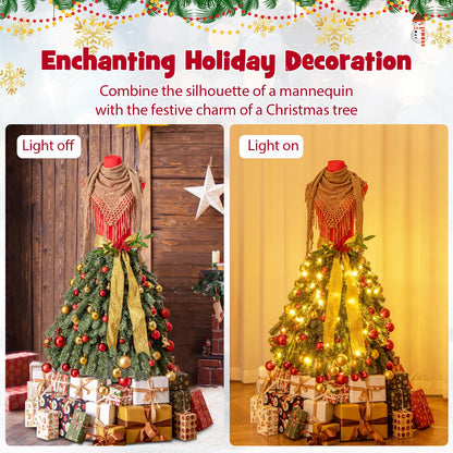 Goflame 5ft Pre-Lit Dress Form Christmas Tree with Female Mannequin Torso & Scarf