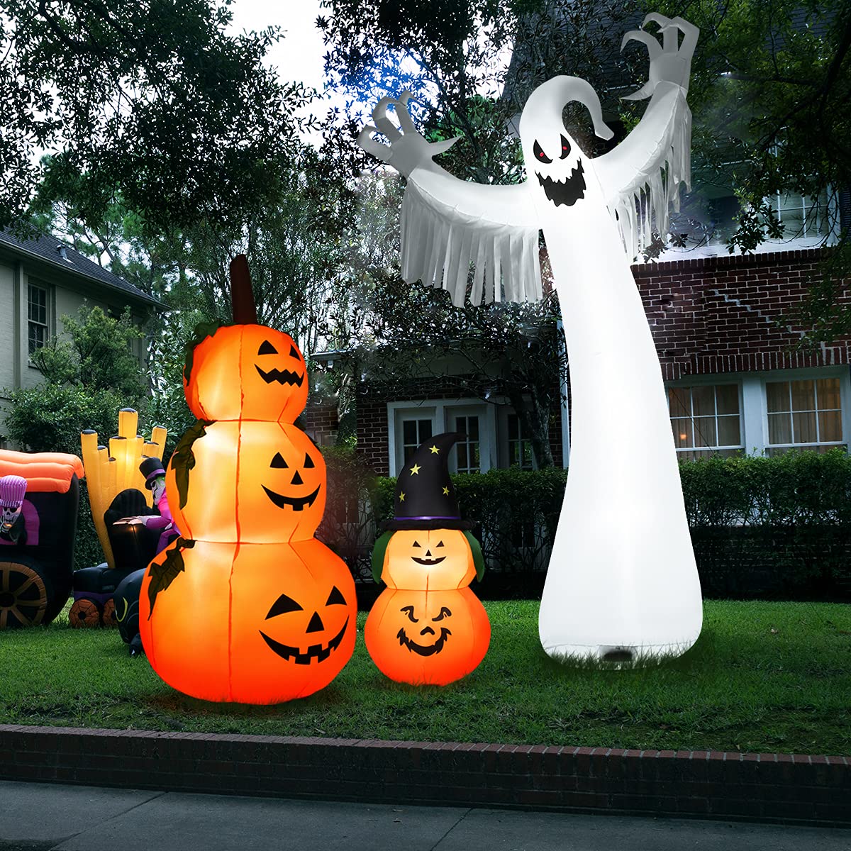 12FT Halloween Inflatable Ghost, Halloween Ghost Decoration w/ Fast Inflation & Deflation Design