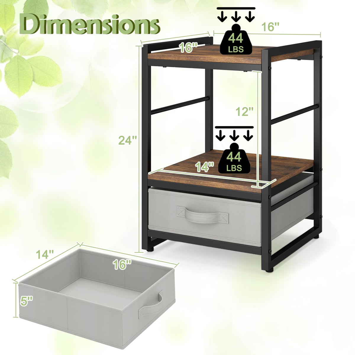 Goflame Industrial Nightstand with Storage Drawer for Bedroom