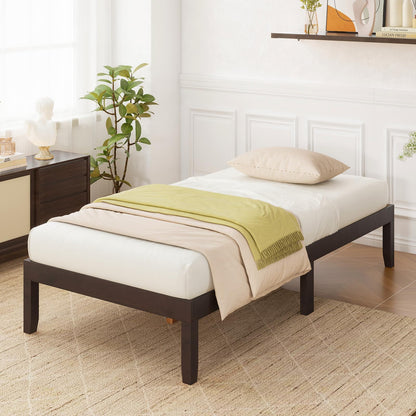 Goflame 14 Inch Twin Wood Platform Bed Frame, Minimalist Twin Bed Frame with Wooden Slats Support & Rubber Wood Legs