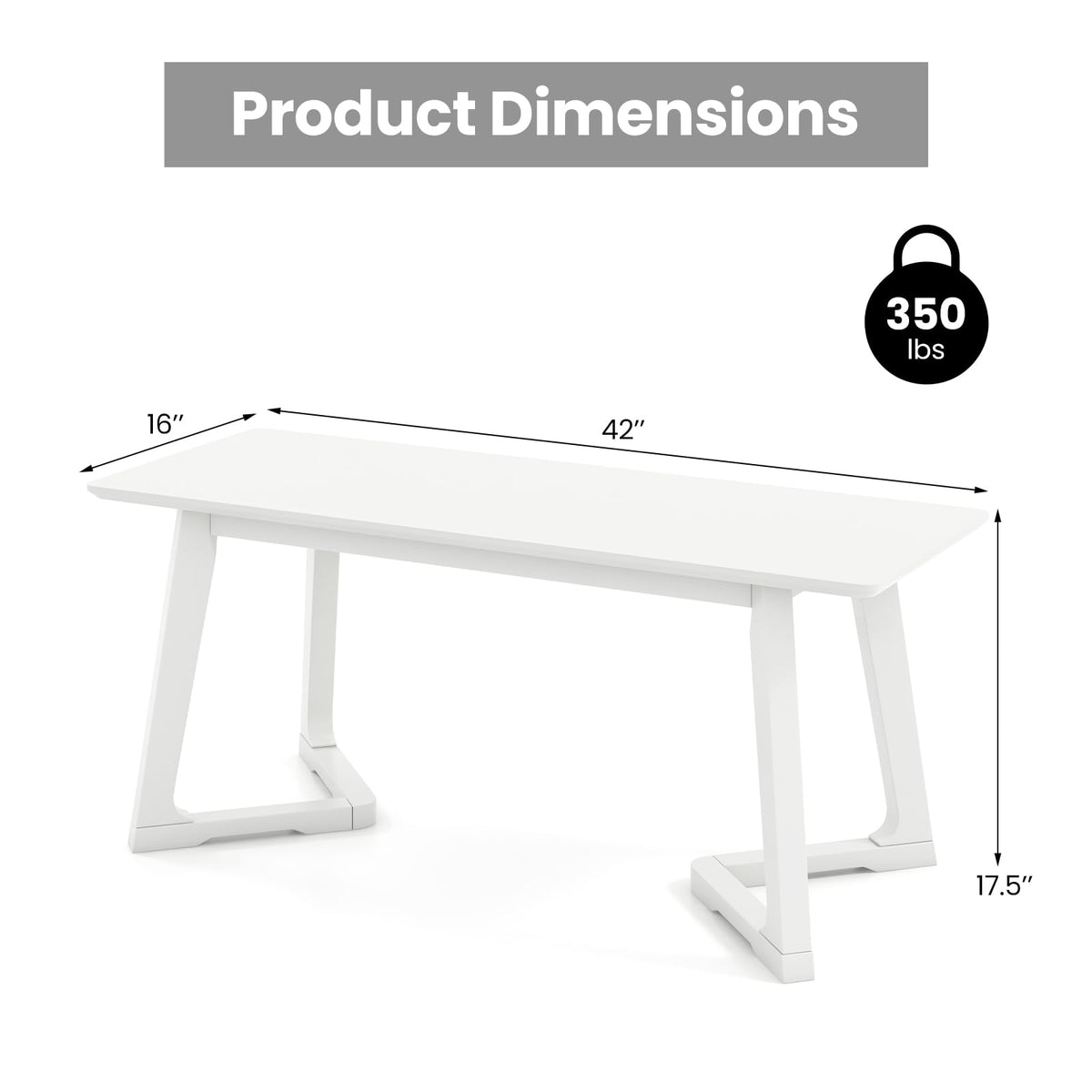 Goflame Set of 1/2 Entryway Bench, 42” Long Dining Bench with Rubber Wood Triangular Legs