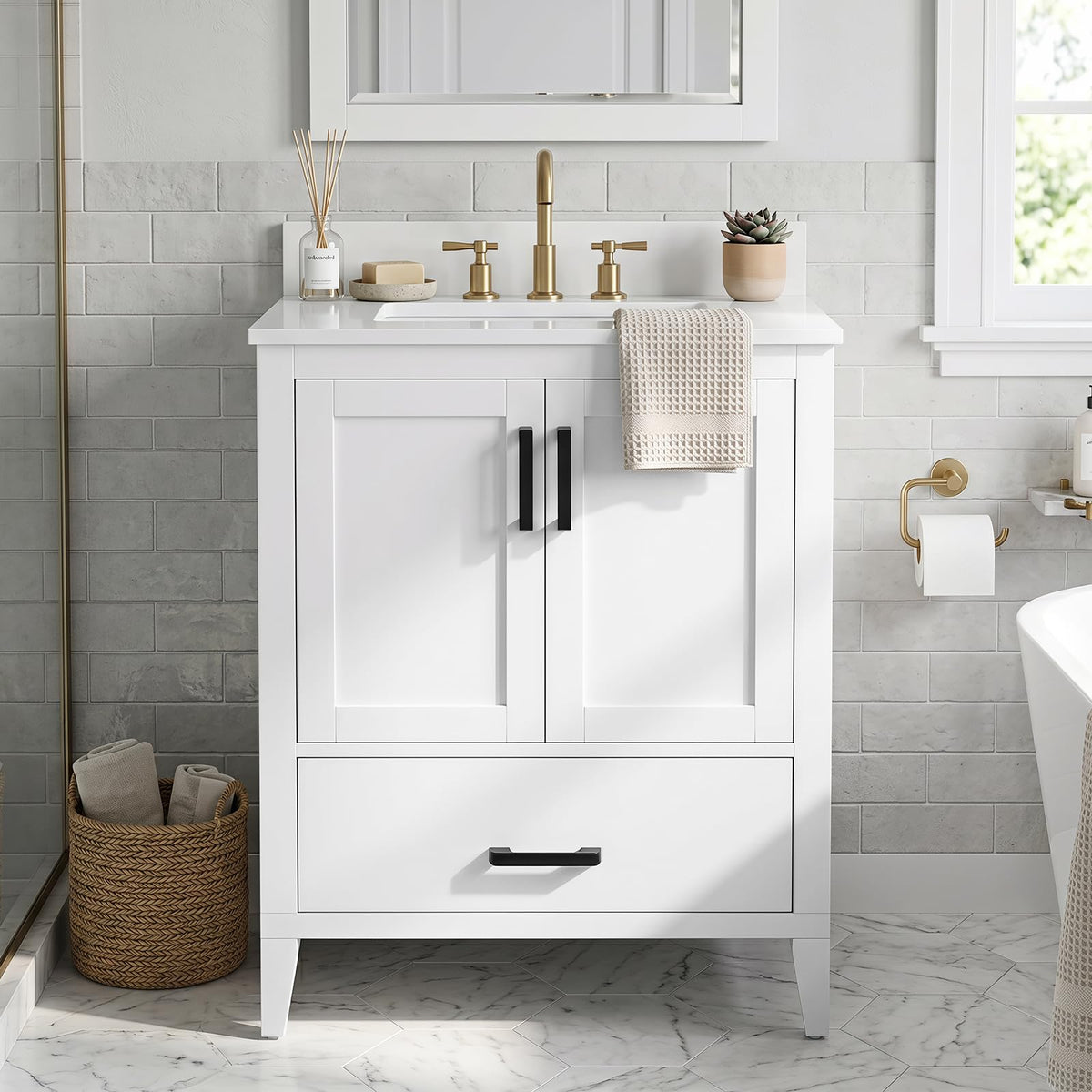 Goflame 24.5" Bathroom Vanity with Ceramic Sink Combo