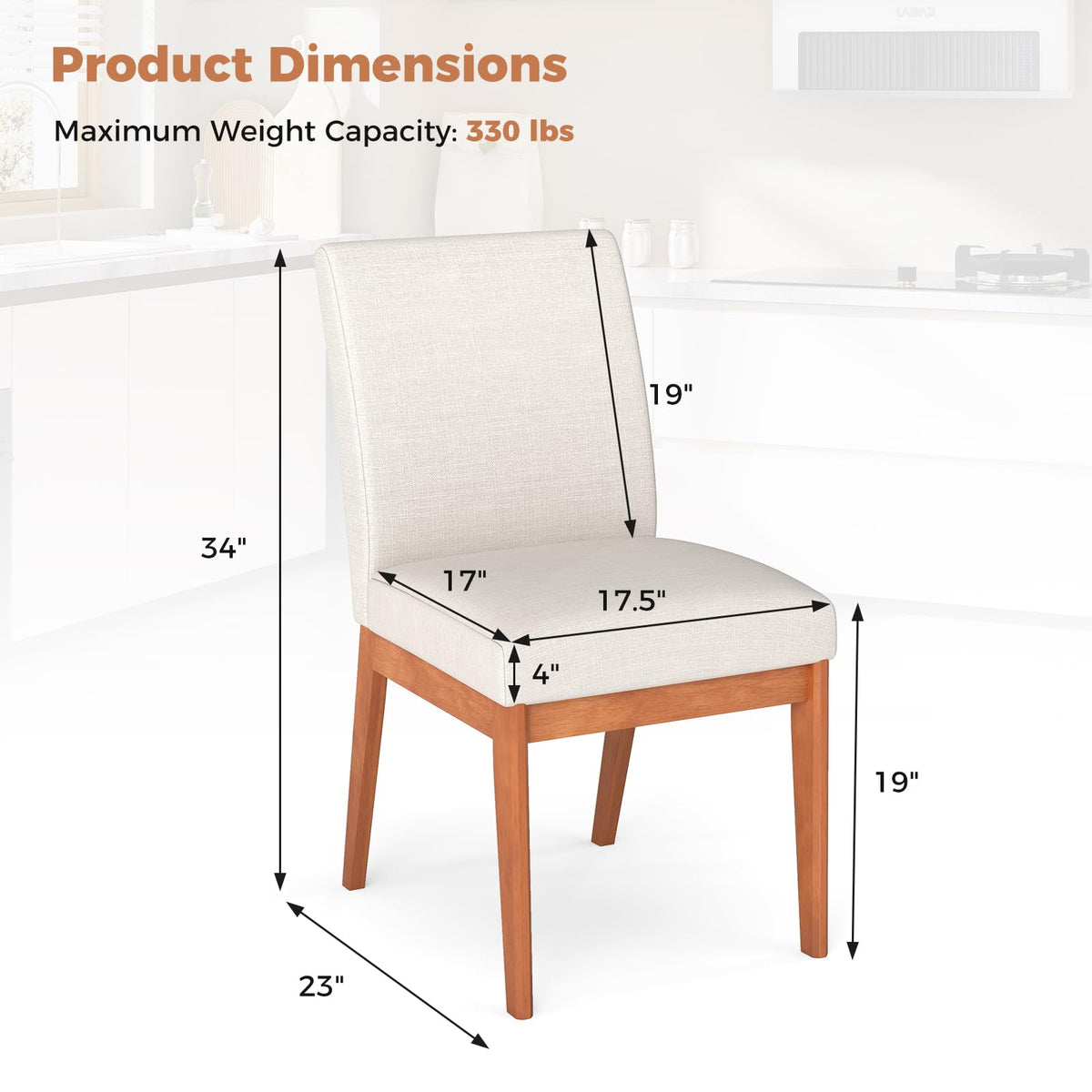 Goflame Upholstered Dining Chairs Set of 2 or 4 Kitchen Armless Side Chair w/Rubber Wood Legs