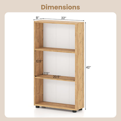 Goflame 3-Tier Bookcase with Anti-Tipping Kit for Living Room