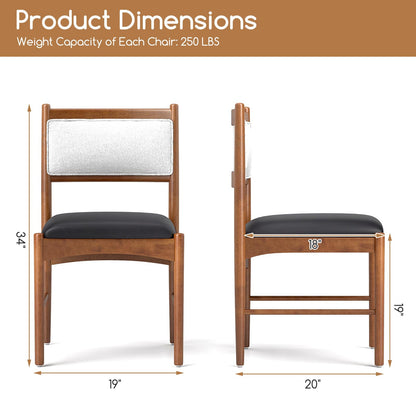Goflame Wooden Dining Chairs, Upholstered Kitchen Chairs w/Rubber Wood Frame & Faux Leather Padded Seat