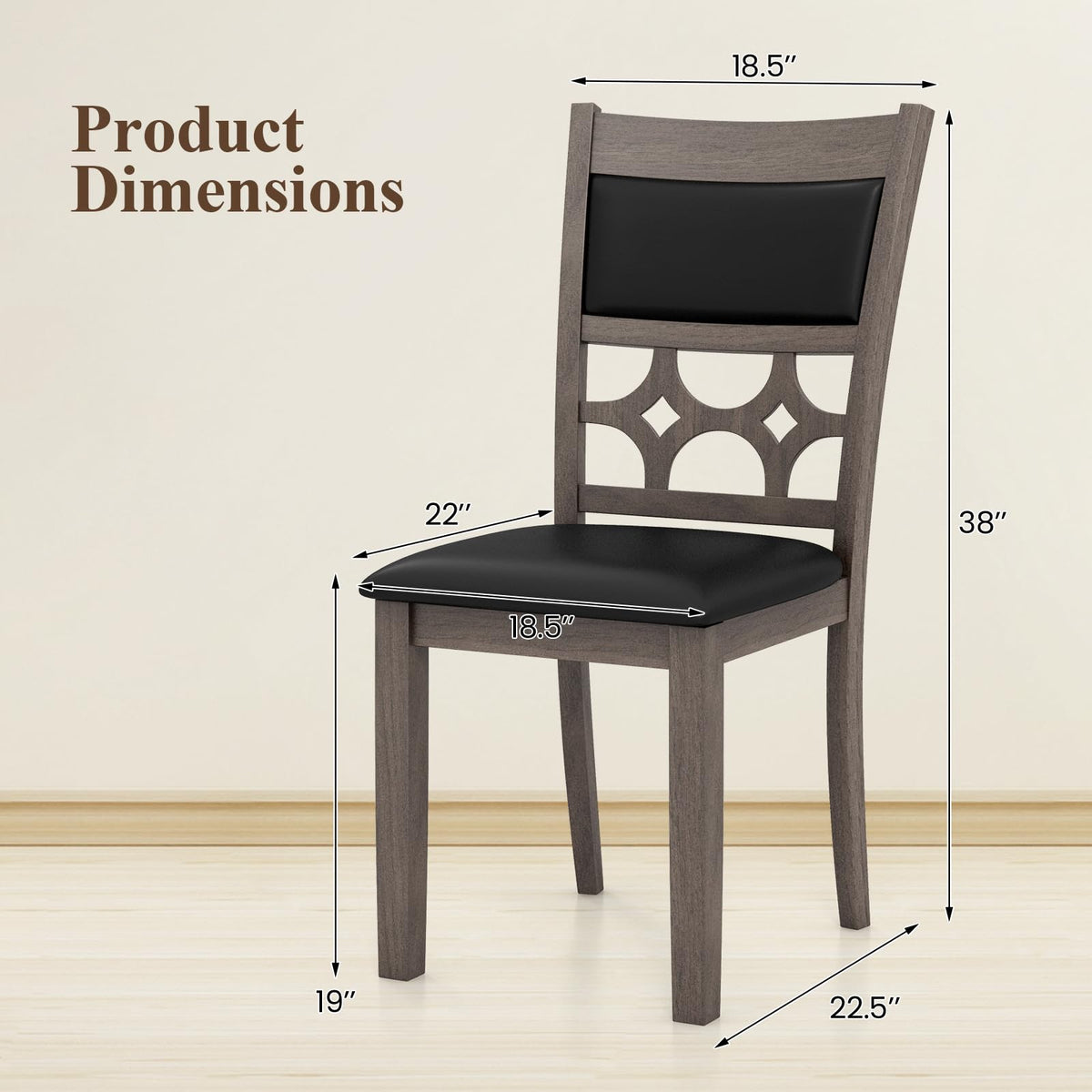 Goflame Wooden Dining Chairs, Farmhouse Armless Kitchen Chairs w/Padded Backrest & Seat