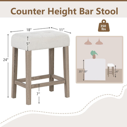 Goflame Sherpa Bar Stools, 24" Counter Height Kitchen Bar Stools with Cushioned Seat